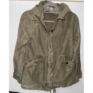 Madewell womens Green Military Hooded Zip Jacket Womens S Field Utility Pockets